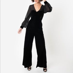 Collectif Black Velvet Arionna Jumpsuit Sm US 6